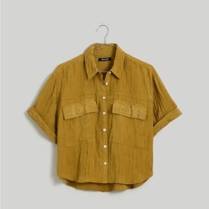 Madewell Crinkled Utility Button Up Shirt, S